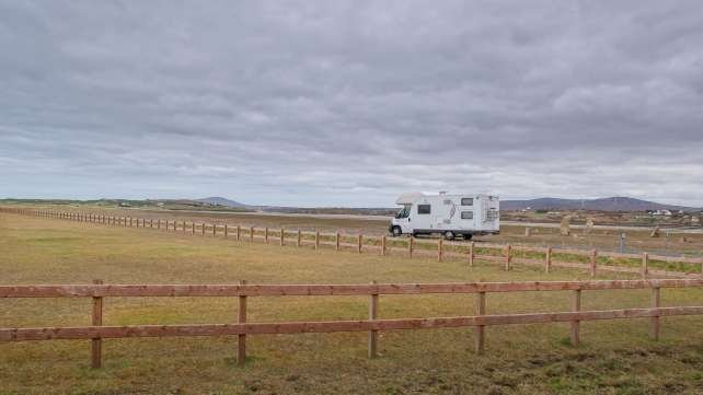 Country road with caravan camper van, Donegal, Ireland