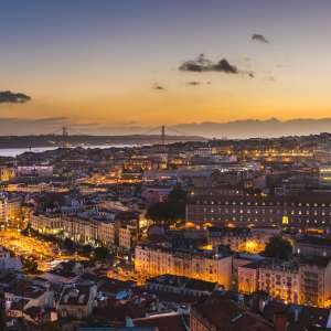 Lisbon panoramic view at dusk