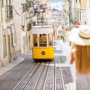 Woman traveling in Lisbon, Portugal